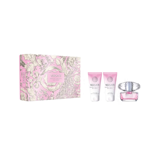 Versace Bright Crystal Gift Set, 50ml Eau de Toilette, 50ml Bath & Shower Gel, 50ml Body Lotion