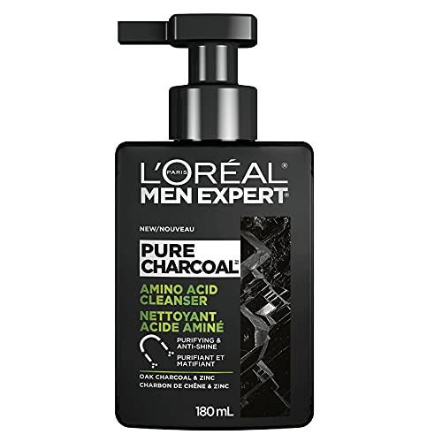 L'Oreal Paris Men Expert Pure Charcoal Amino Acid Cleanser, Anti Shine Face Wash 180 mL